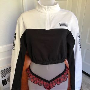 Adidas Half Zip Crop Top Cropped Sweatshirt
